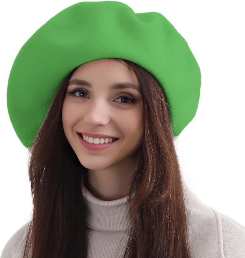 recapitula XXL 100% Wool French White Beret Hats for Women Man Painter hat Classic Painter's Hat Girl Solid Color Classic - Image 1